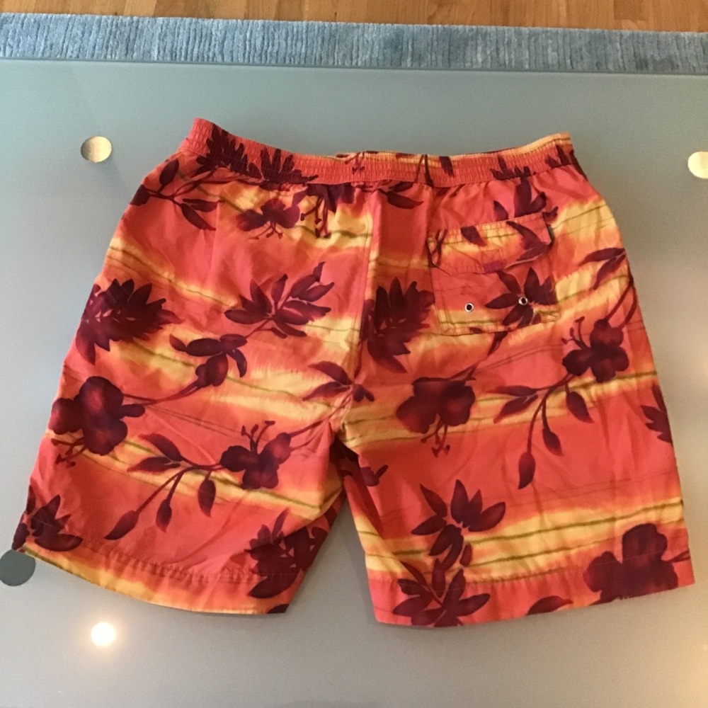 Tommy Bahama Relax Orange Hawaiian Sunset Floral Swim Trunks Shorts XL 9" inseam - Picture 2 of 3